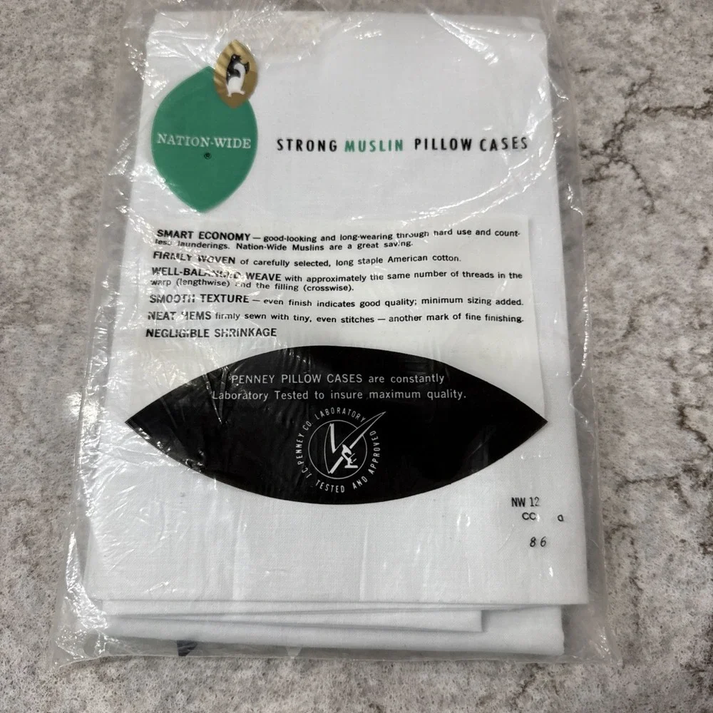 2 Pk PENNEYS Nation Wide 100% Cotton Muslin Pillowcases 42X36 Read